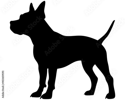 Silhouette of a standing dog with a confident posture in vector design