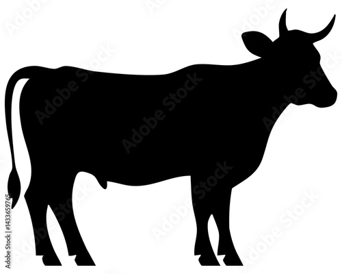 Silhouette of a cow in vector format showcasing a simple farm animal shape