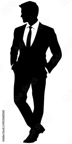 Elegant vector silhouette of a man in a suit with a confident posture