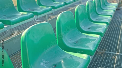 Outdoor Athletic Stadium Empty Portable Spectator Bleacher Seating Stand with No People