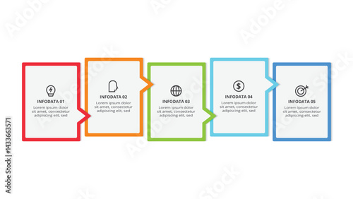 Workflow concept for infographic with 5 steps, options, parts or processes. Business data visualization.