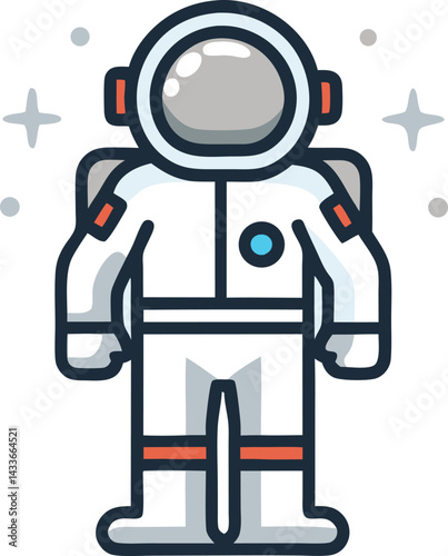 astronaut vector illustration with simple black and white design. Astronaut icon