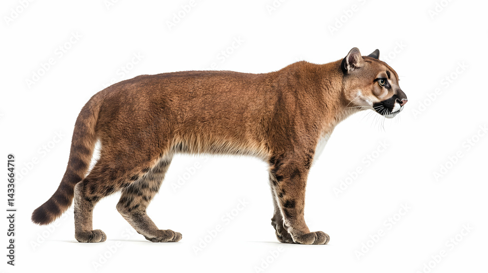 Obraz premium Cougar Profile Against White Background