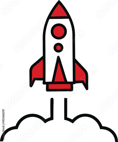 Rocket space ship, isolated on white. 