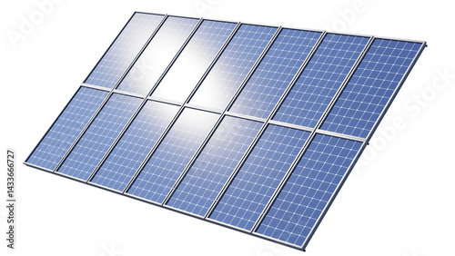 Isometric view of a solar panel isolated on a transparent background. 3D illustration.