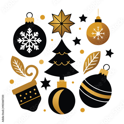 set of christmas elements