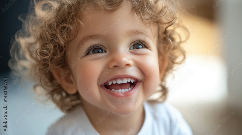 Caucasian toddler smiling joyfully, looking upwards, radiating happiness, innocence, wonder, pure delight. Caucasian toddler smiling joyfully, looking upwards, radiating happiness, innocence, wonder, pure delight.