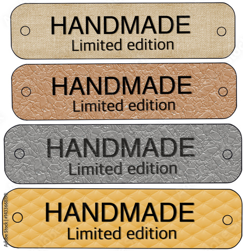 fabric and leather handmade label.