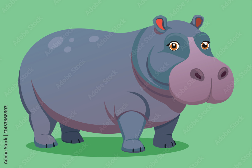 Obraz premium Illustration of Hippopotamus standing isolated