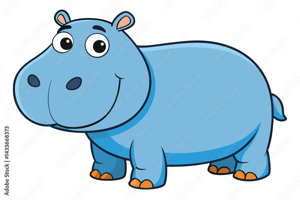 Obraz premium Illustration of Hippopotamus standing isolated