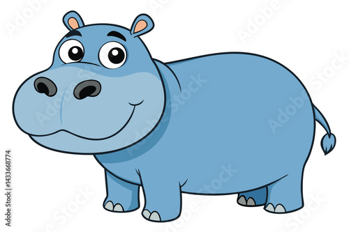 Illustration of Hippopotamus standing isolated