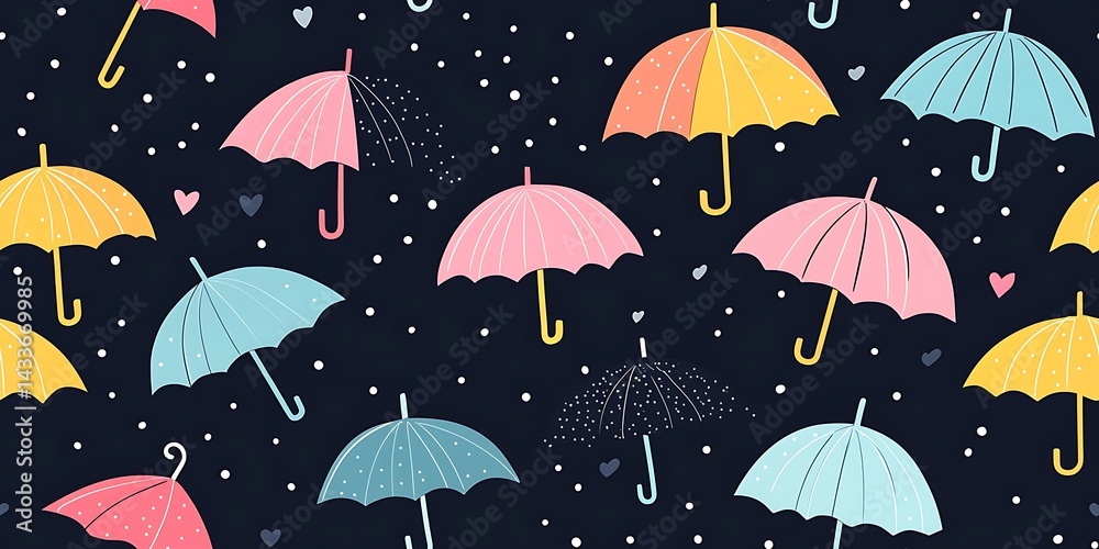 Obraz premium Colorful Umbrella seamless pattern