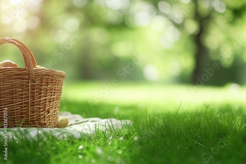 Picnic Basket on Green Grass