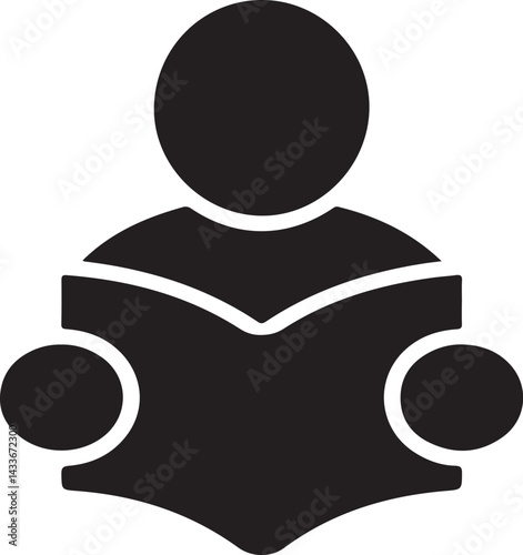 Simple Icon of Person Reading a Book Knowledge Education