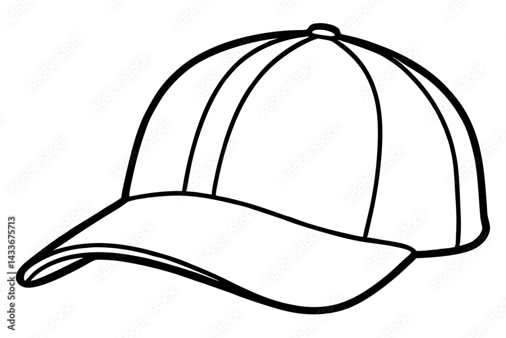 Baseball Cap Line Art Vector Illustration