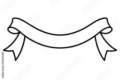 County Fair Ribbon Line Art Vector Illustration
