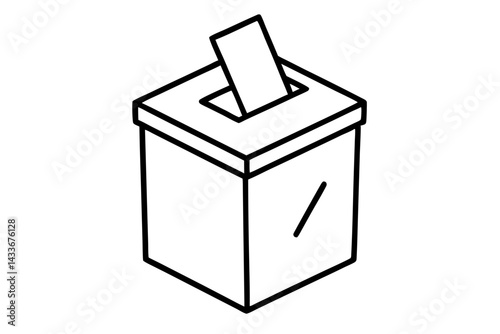 Election Ballot Box Line Art Vector Illustration