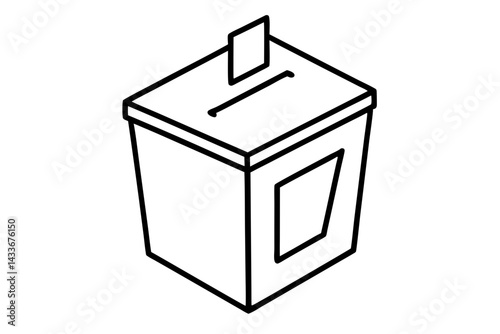 Election Ballot Box Line Art Vector Illustration