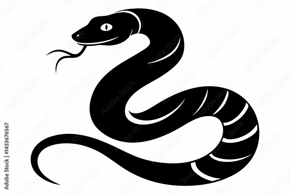Fototapeta premium Rattlesnake Coiled And Ready Silhouette Vector Illustration