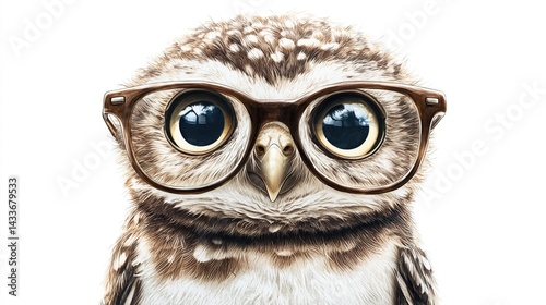 Cute owl wearing glasses.