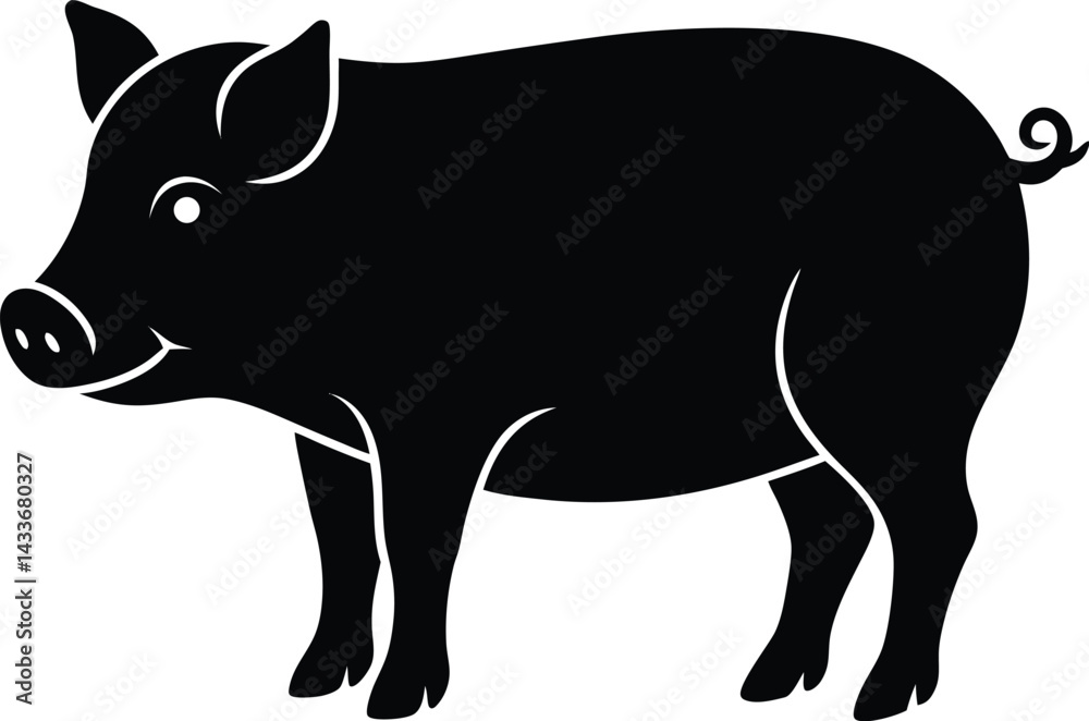 Fototapeta premium vector illustration of a black pig