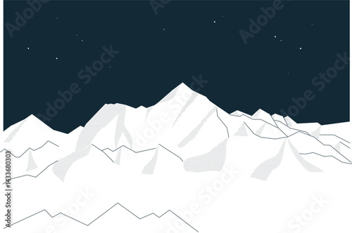 Winter landscape with mountains and snow