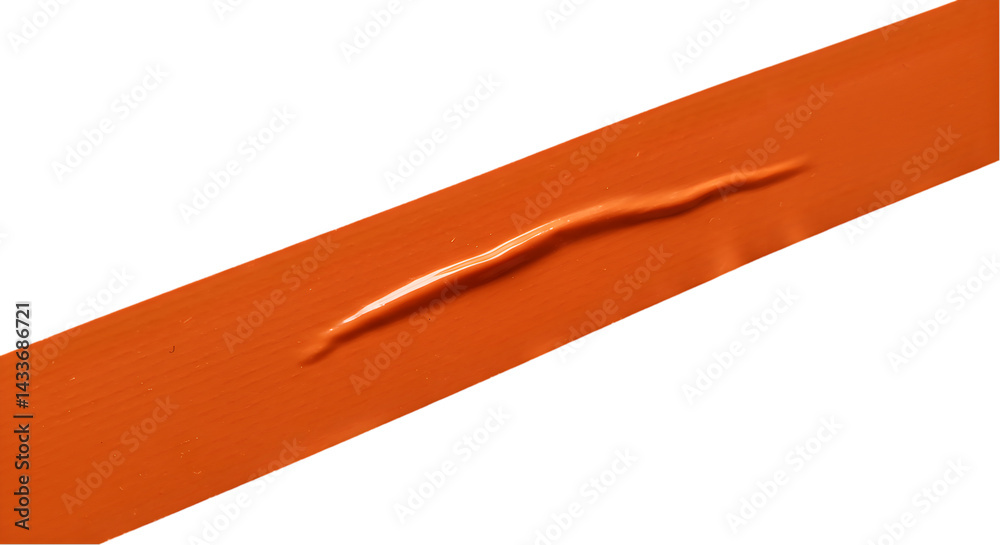 A close up shot of a long thin raised line on a orange surface with a black background at an angle A close up shot of a long thin raised line on a orange surface with a black background at an angle