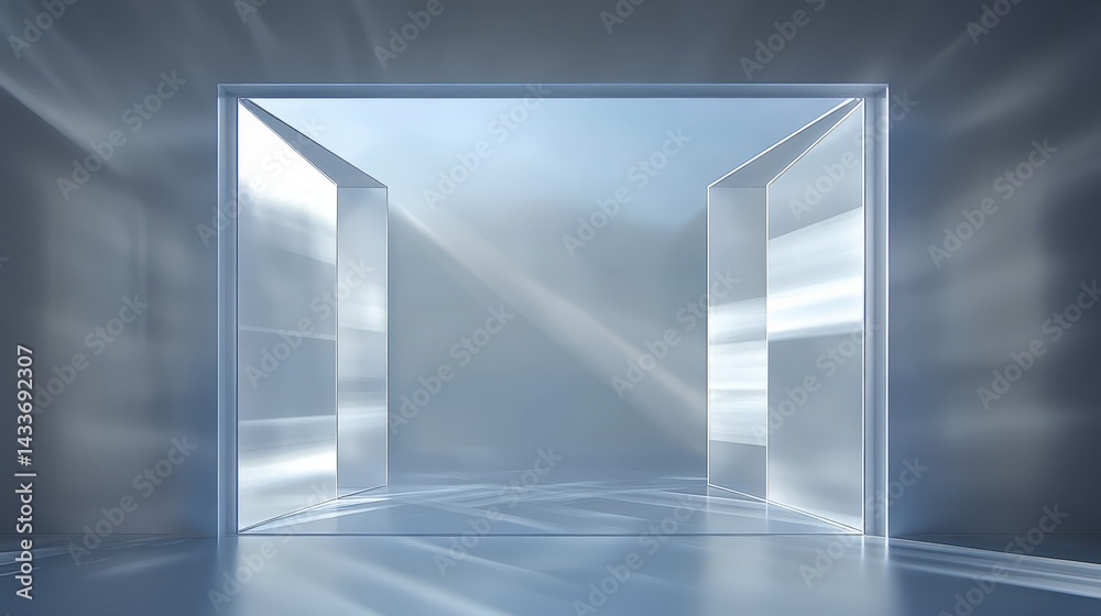 Obraz premium Abstract Glass Cube Interior Showcase