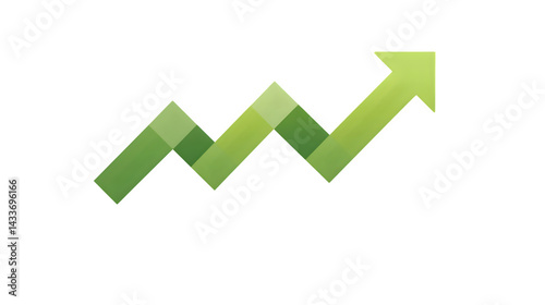 Green growth diagram up on transparent background