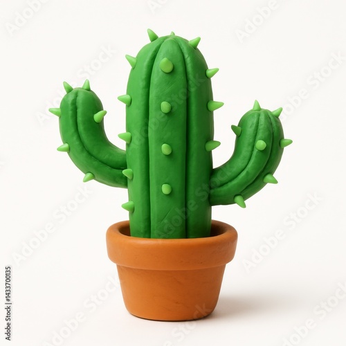 cactus made of plasticine on a white background