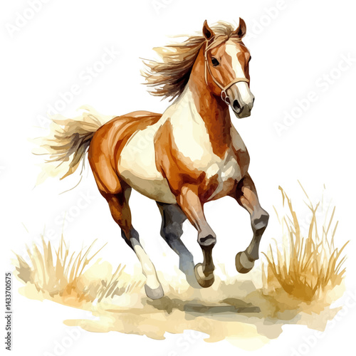 illustration of Centaur Galloping Through A Field, watercolor vector, isolated on a white background.