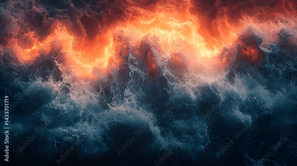 Fototapeta premium Fiery, swirling cloudscape; abstract texture.