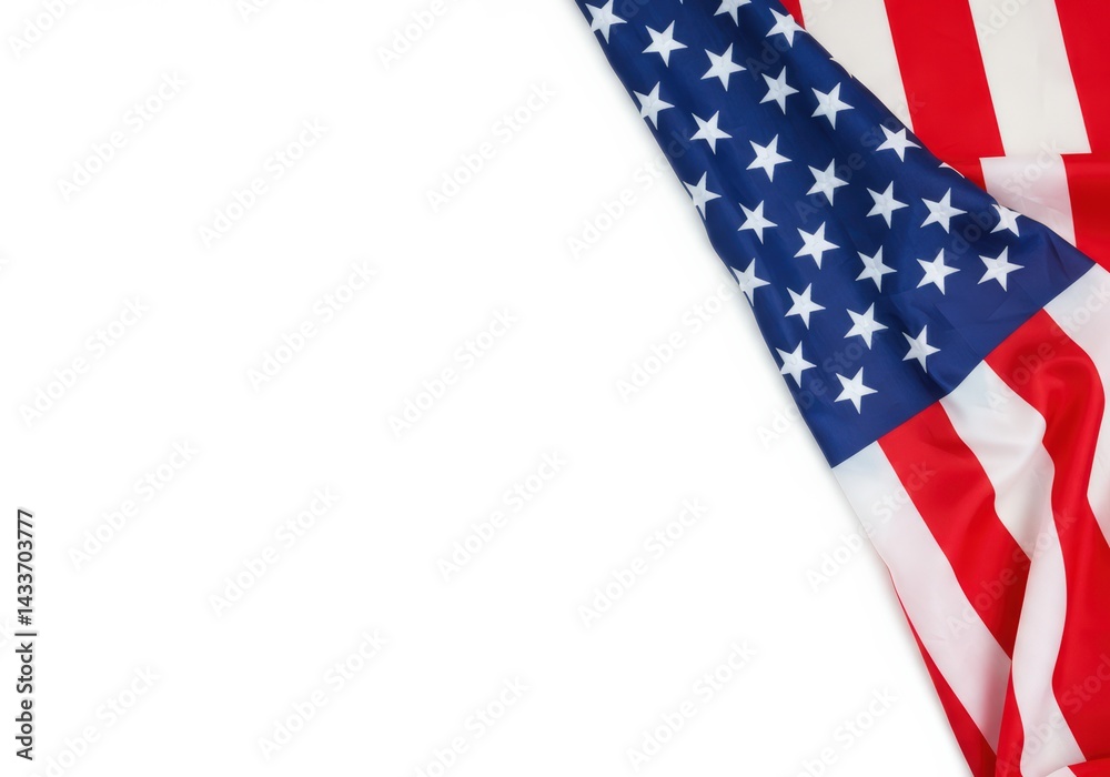 Fototapeta premium The American flag in vibrant red, white, and blue against a clean, white backdrop.