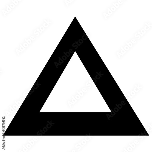 Black vector silhouette of a geometric triangle with an inner empty space