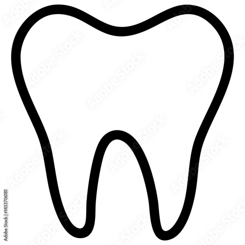 Vector black silhouette of a tooth design ideal for dental themes and health-related graphics