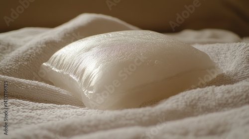 Obraz na płótnie Smooth Transparent Pillow on Soft Fabric in Relaxing Bedroom Setting w salonie