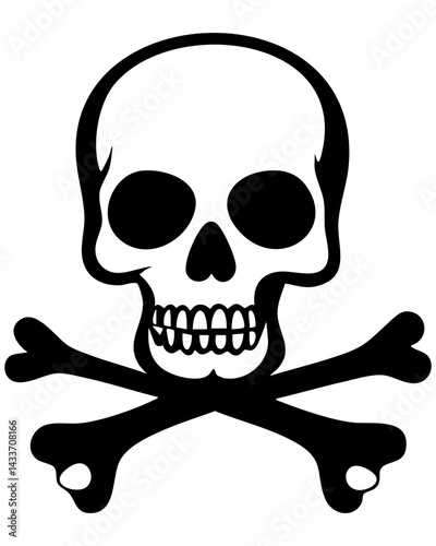 Skull and crossed bones symbol in vector silhouette depicting danger and warning