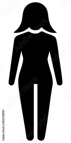 Vector silhouette of a standing woman in a simple, elegant posture for various design applications