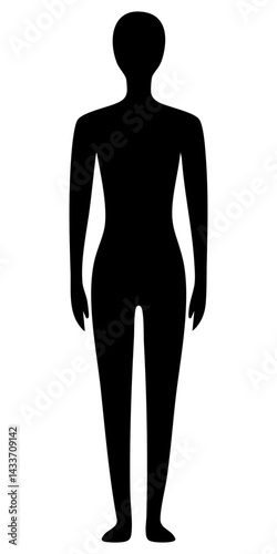 Black vector silhouette of a standing human figure with arms at sides