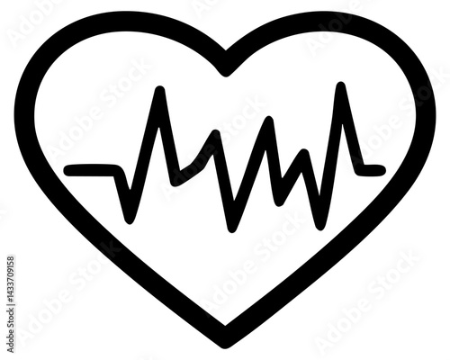 Heartbeat line vector silhouette captures the essence of life and vitality in black