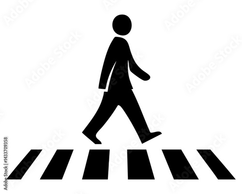 Pedestrian walking across a crosswalk in a busy urban environment