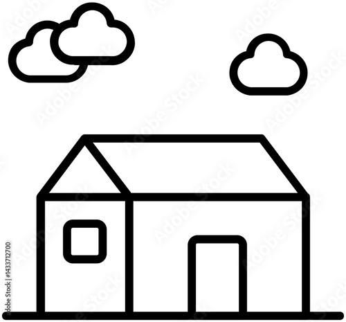 Home with cloud symbol outline vector icon 