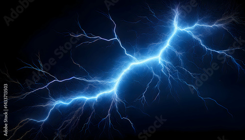 Wallpaper Mural Electric Symphony: A dramatic image captures a stunning display of electrical power, with a powerful lightning strike illuminating the darkness and representing the force of nature's elements. Torontodigital.ca