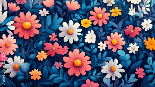 Vibrant Colorful Floral Pattern Background