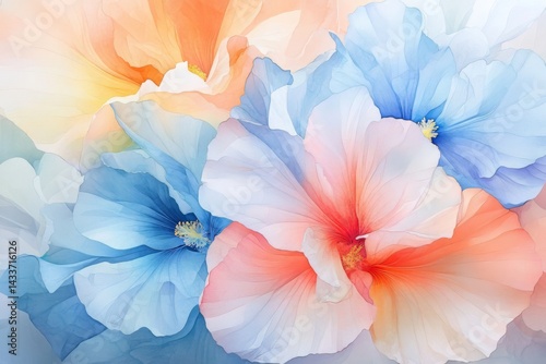 A Stunning Floral Display with a Beautiful Blue and Orange Background Capturing Nature