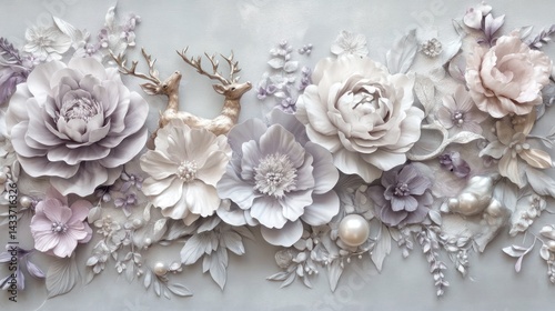 Floral wall decor with metallic accents photo