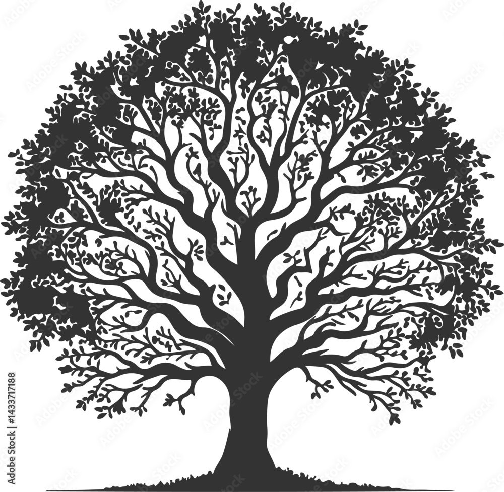 Obraz premium Eco-Themed Tree Vector Silhouette