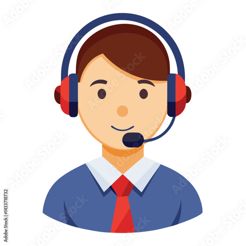 Customer service agent with headset