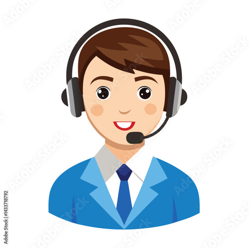 Customer service agent with headset