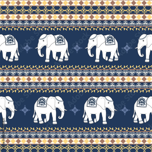 Seamless pattern with elephants. Vector illustration design digital file download for print, printable, wallpaper, background, ornament, decoration, backdrop, textile and many projects.